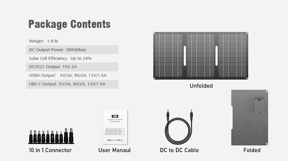 30W Folding Solar Panel